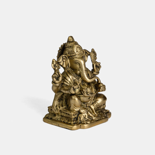 Brass Ganesha - Seated On Carved Base - Image 7