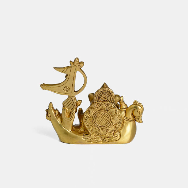 Brass Ganesha - Seated On Swan Boat - Image 5