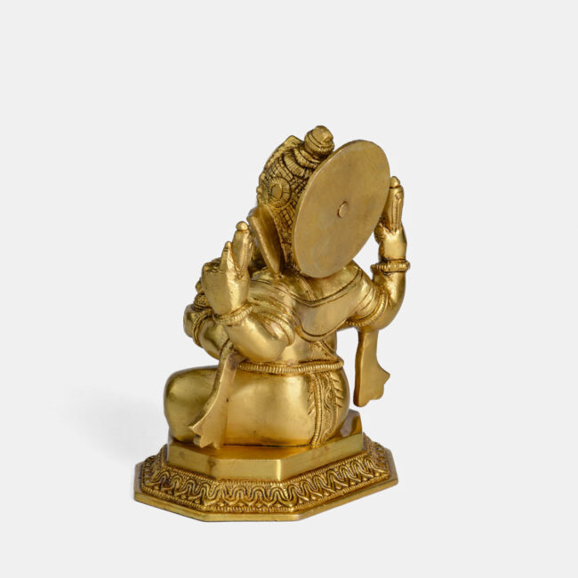 Brass Appu Ganesha - With Mukut (Crown), Seated On Octagonal Base - Image 4