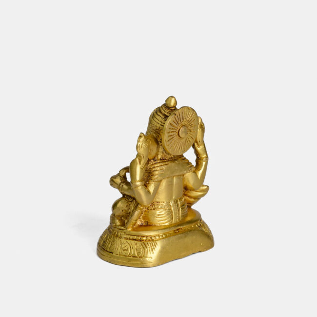 Brass Ganesha - Seated On Yalli Carved Base - Image 4