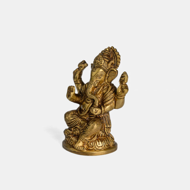 Brass Ganesha - Seated On Round Base - Image 3