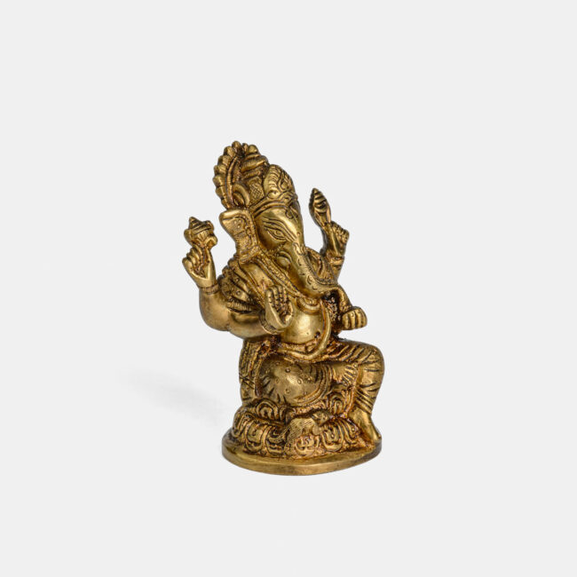 Brass Ganesha - Seated On Round Base - Image 5