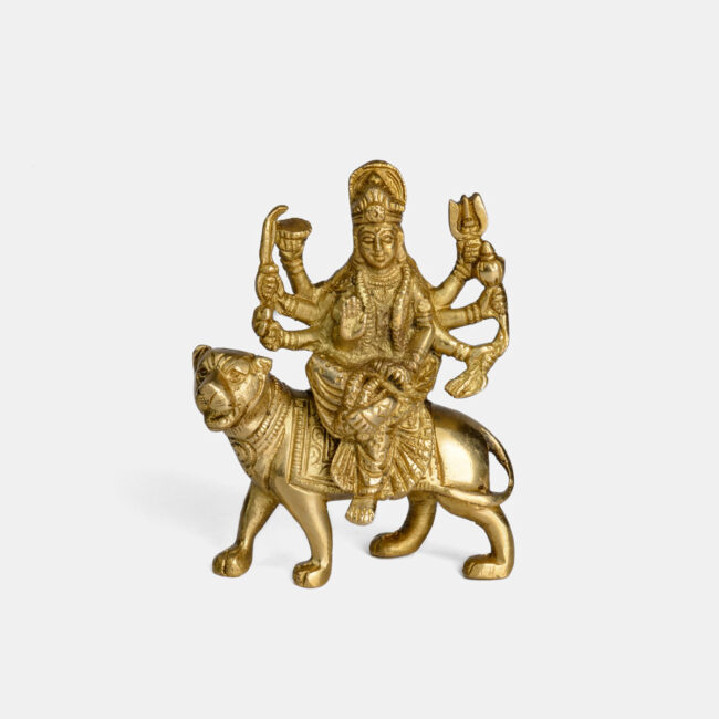 Brass Durga - Seated On Tiger - Image 2
