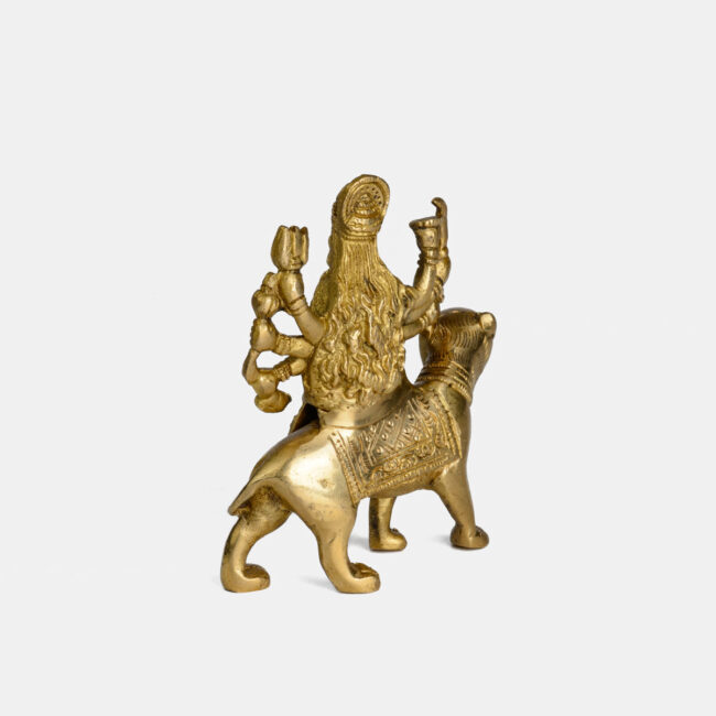 Brass Durga - Seated On Tiger - Image 4