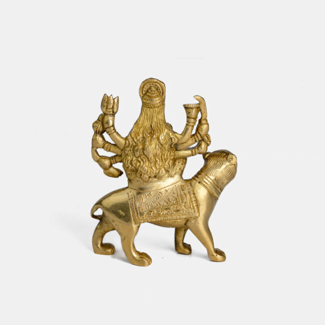 Brass Durga - Seated On Tiger - Image 5