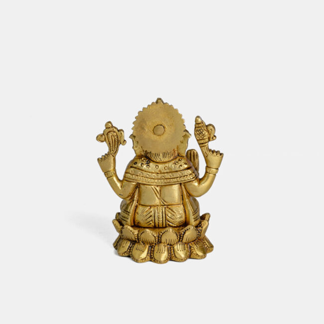 Brass Ganesha - Seated On Lotus - Image 4