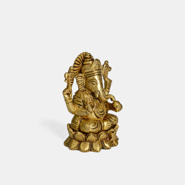 Brass Ganesha - Seated On Lotus - Image 6