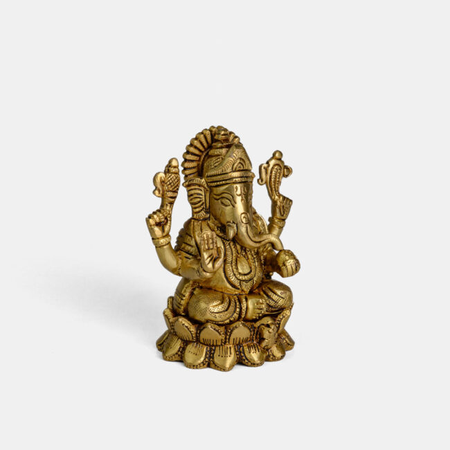 Brass Ganesha - Seated On Lotus - Image 7