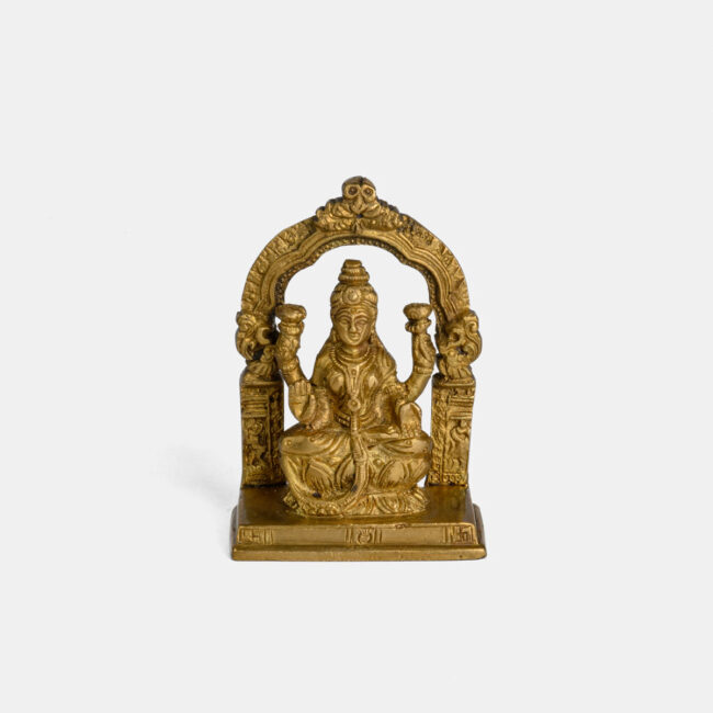 BRASS LAXMI - SEATED ON RECTANGLE BASE, WITH YALLI ARCH