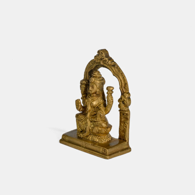 BRASS LAXMI - SEATED ON RECTANGLE BASE, WITH YALLI ARCH