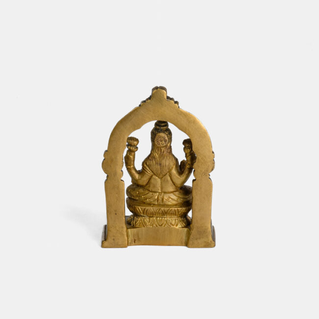 Brass Laxmi - Seated On Rectangle Base, With Yalli Arch - Image 4