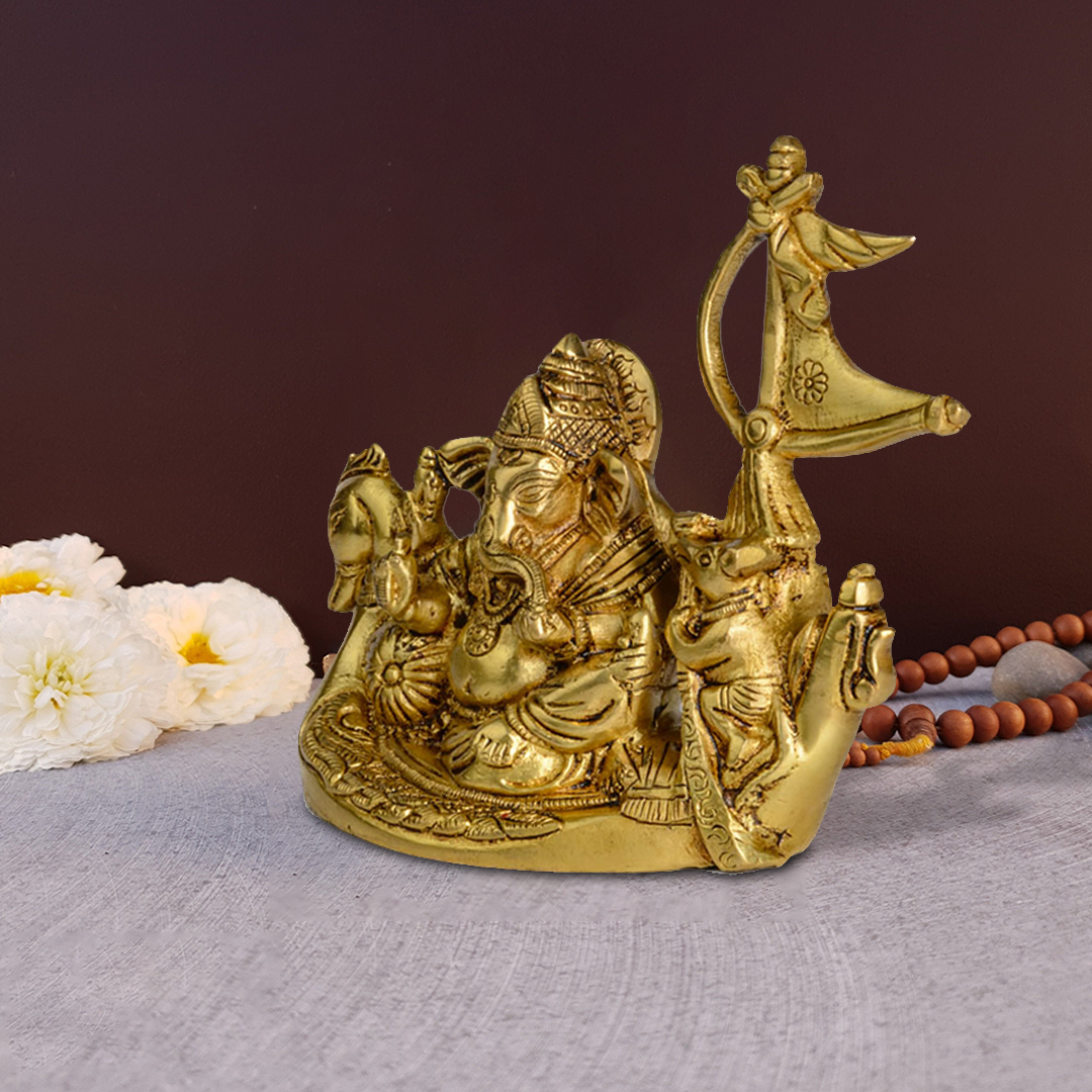 Brass Ganesha – Seated On Swan Boat