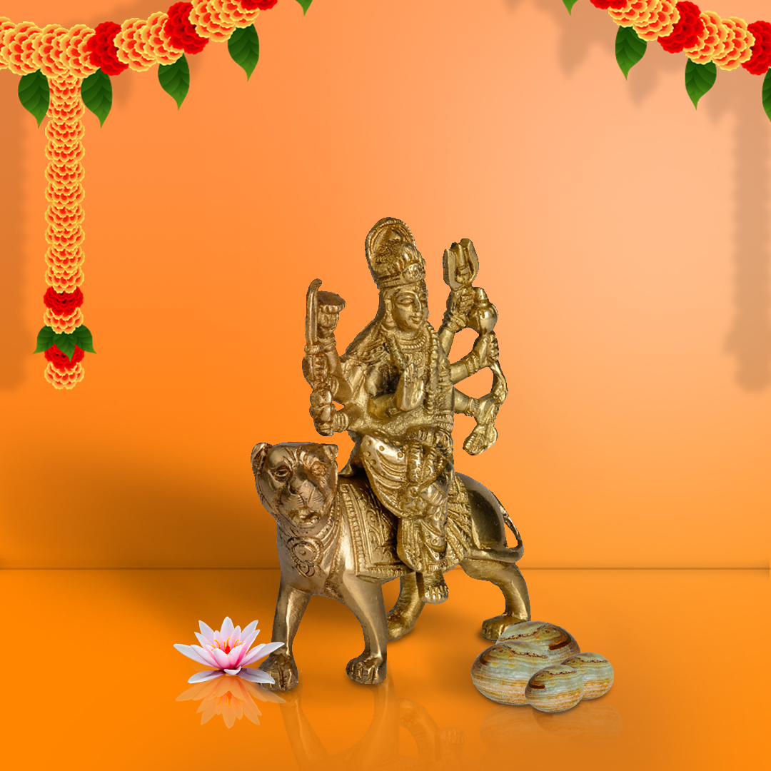 Brass Durga – Seated On Tiger