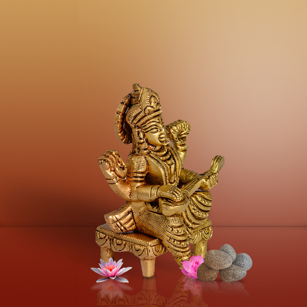 Brass Saraswati – Seated On Chowki