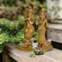BRASS RADHA KRISHNA - STANDING WITH PEACOCK ON LOTUS CARVED BASE