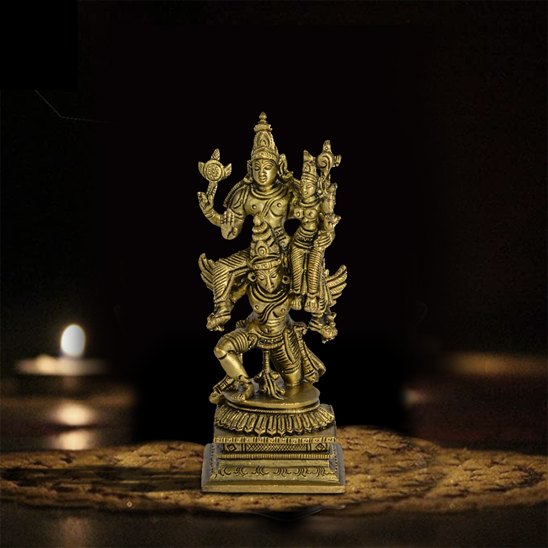 Brass Vishnu Laxmi – Seated On Garuda