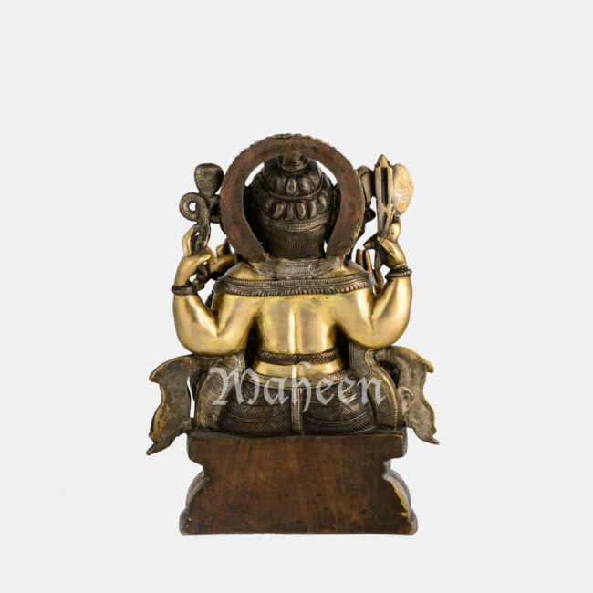 Brass Ganesha - Seated On Lotus Base - Image 5