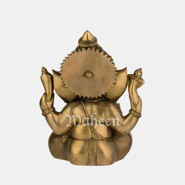 Brass Appu Ganesha - With Mukut (Crown) - Image 5