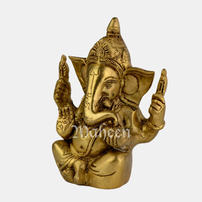 Brass Appu Ganesha - With Mukut (Crown) - Image 4