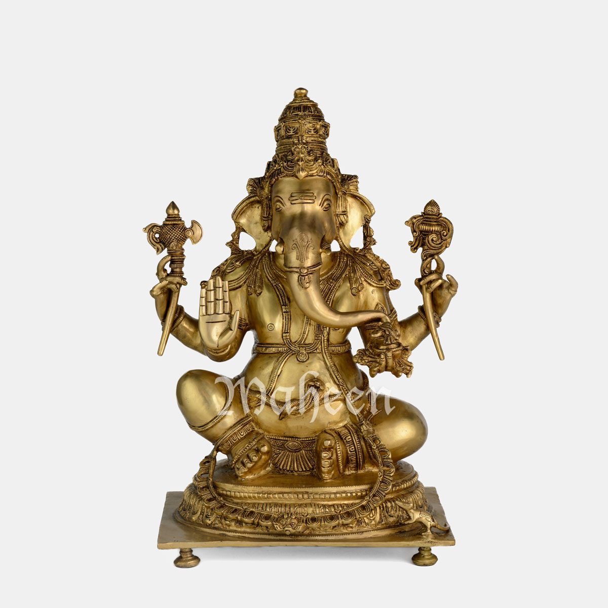 Brass Ganesha – Seated On Chowki