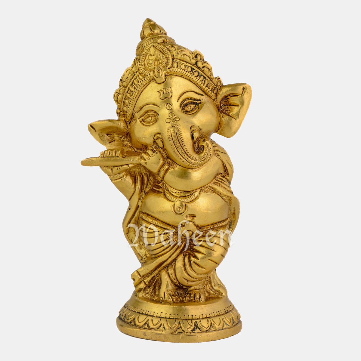 Brass Blissful Baby Ganesha – Dancing, Playing Flute