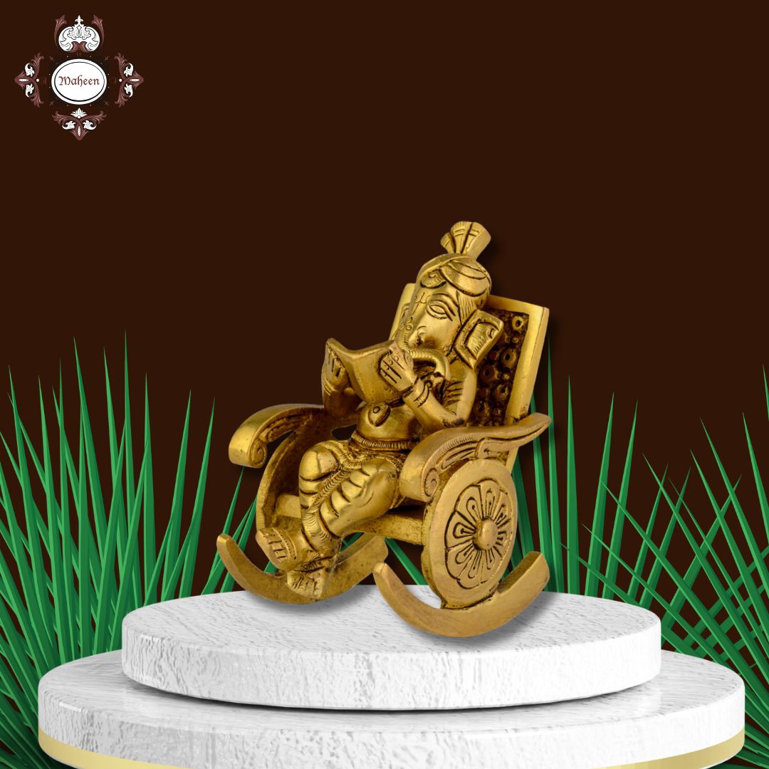 Brass Ganesha – Seated On Rocking Chair