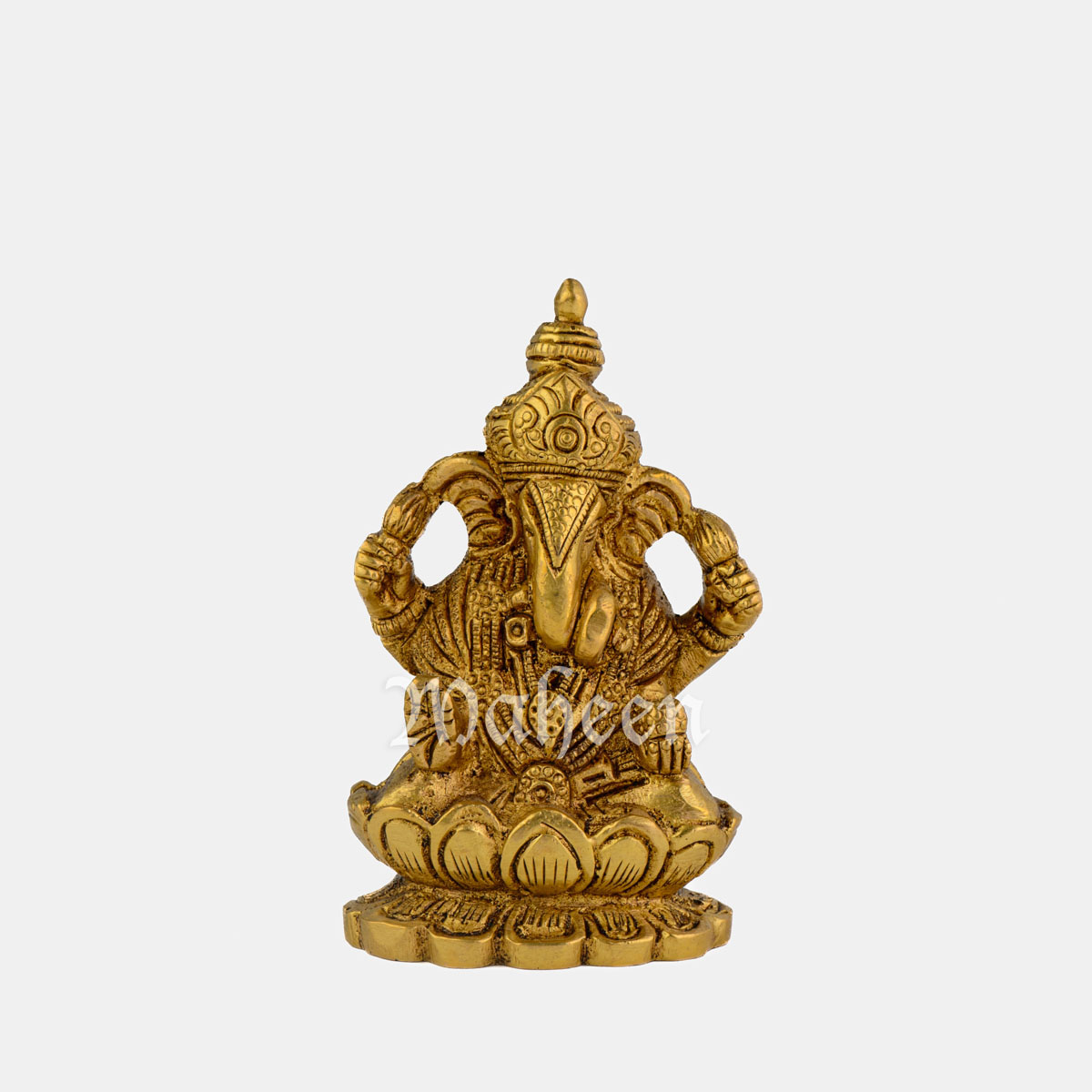 Brass Ganesha – Seated On Lotus