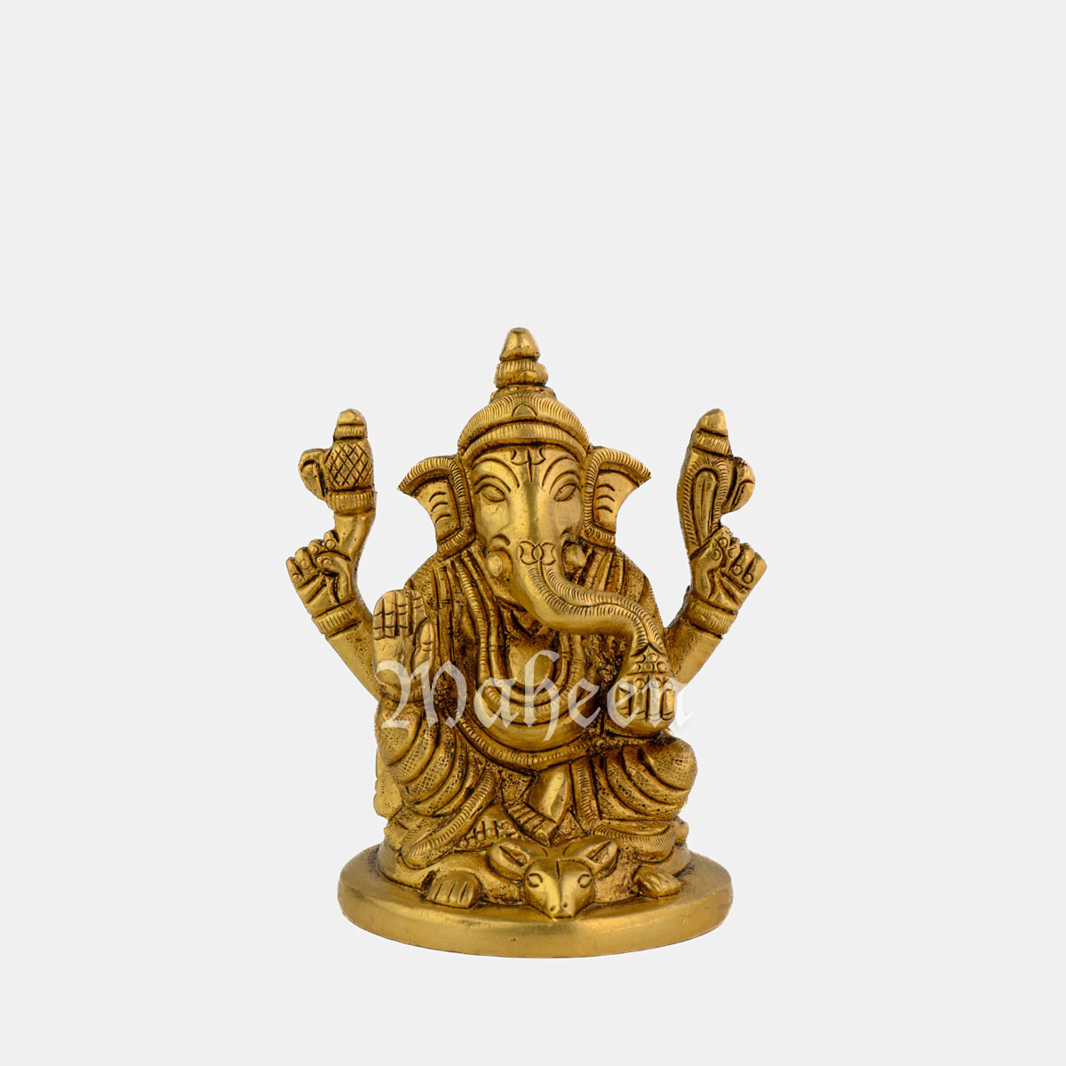 Brass Ganesha – Seated On Mouse
