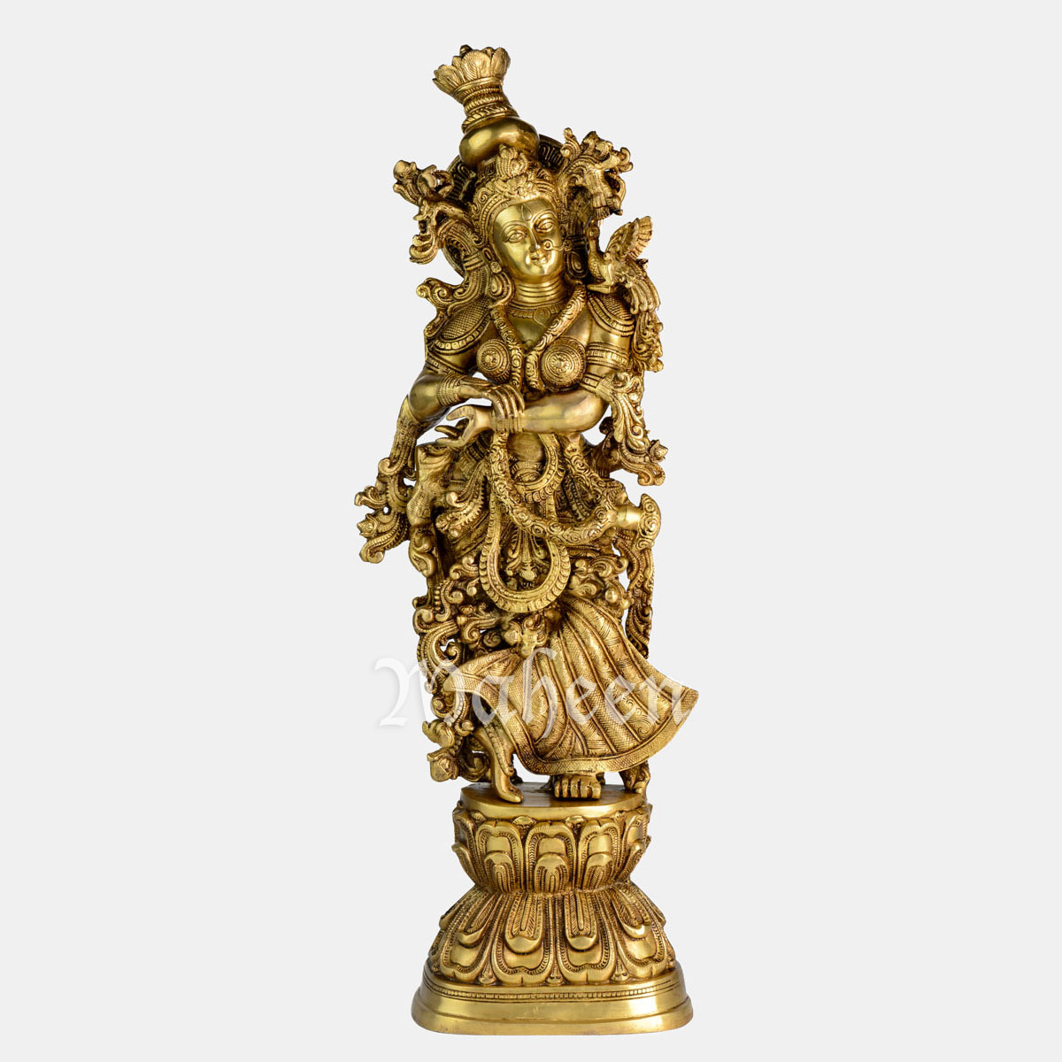 Brass Radha – Dancing On Lotus Carved Base