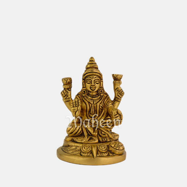 Brass Laxmi - Seated On Owl Carved Base