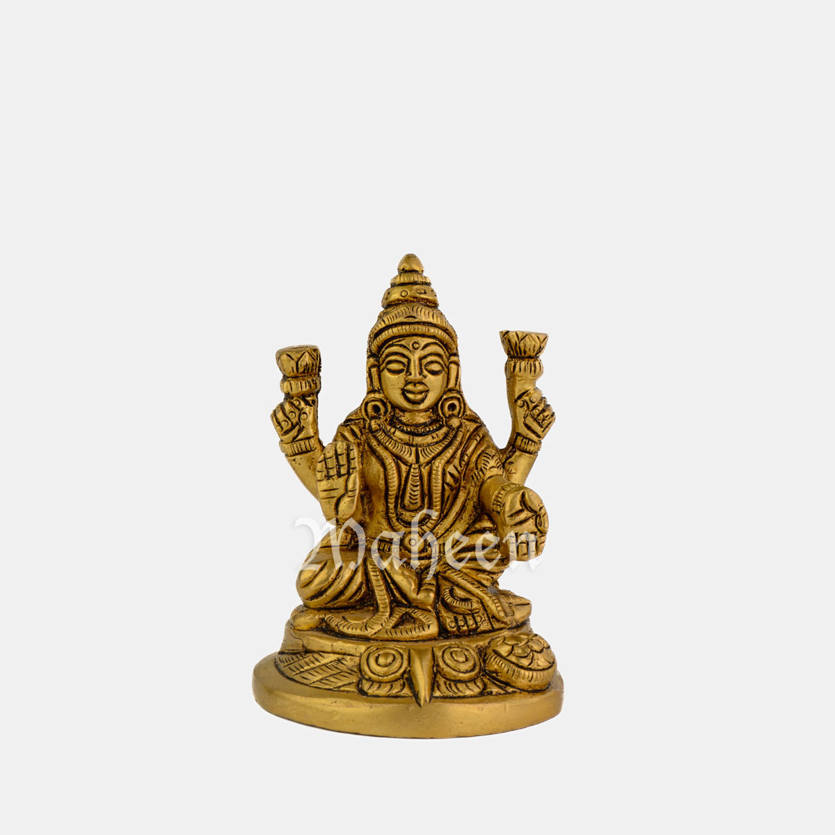 Brass Laxmi – Seated On Owl Carved Base