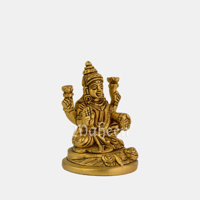 Brass Laxmi - Seated On Owl Carved Base - Image 4