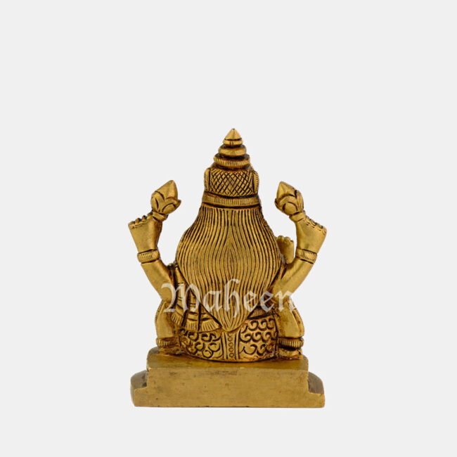 Brass Laxmi - Seated On Leaf Shaped Base - Image 5