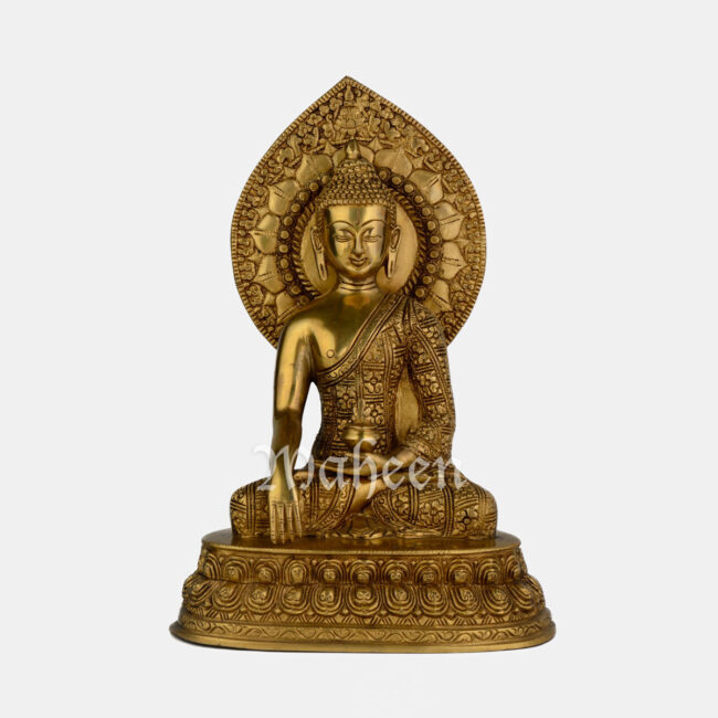 Brass Buddha in Bhumisparsha Mudra (Ground Touching Posture)