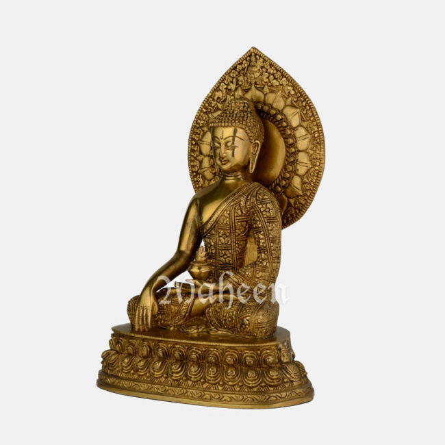 Brass Buddha in Bhumisparsha Mudra (Ground Touching Posture) - Image 3