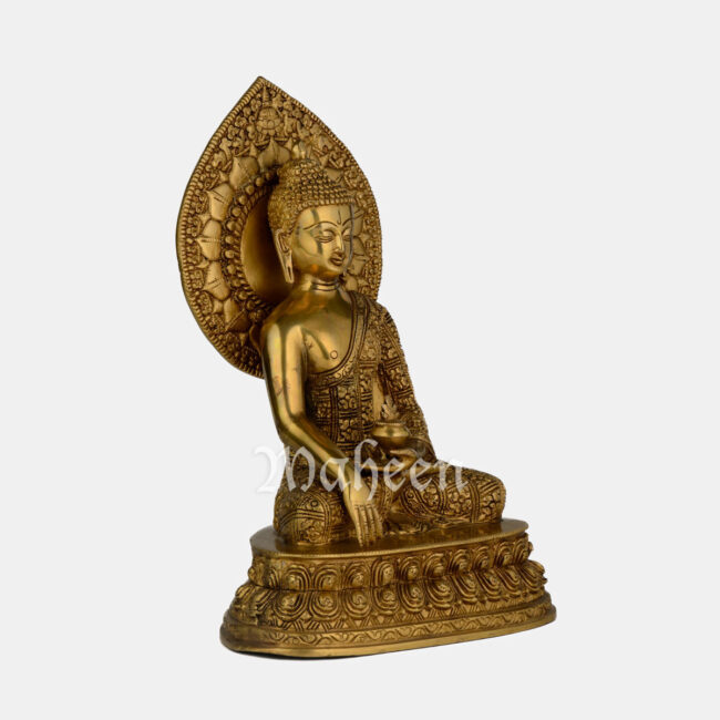 Brass Buddha in Bhumisparsha Mudra (Ground Touching Posture) - Image 4